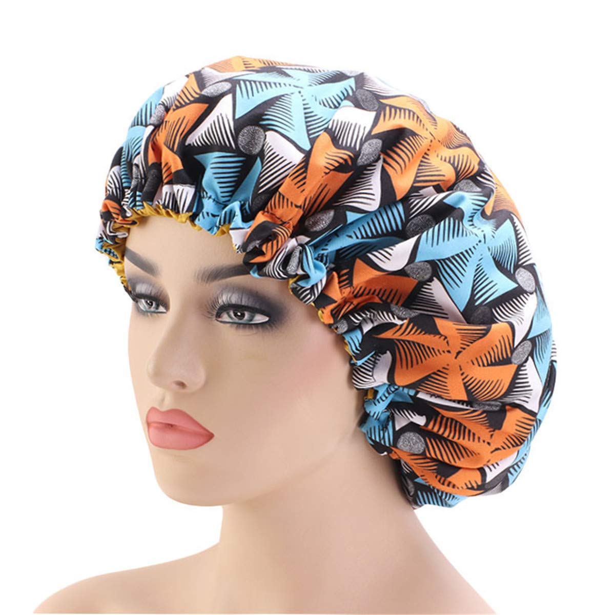 Qhome Luxury Wide Band Satin Bonnet Cap Comfortable Night Sleep Hat Hair Loss Cap