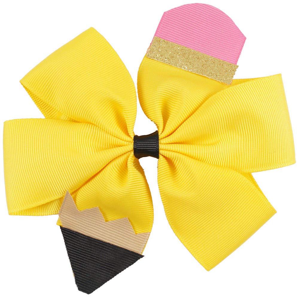 Pencil Hair Clips Yellow School Bow Pencil Hairpin Hairclips Yellow Bowknot BBG29 (Yellow Bow) 1 Count (Pack of 1)