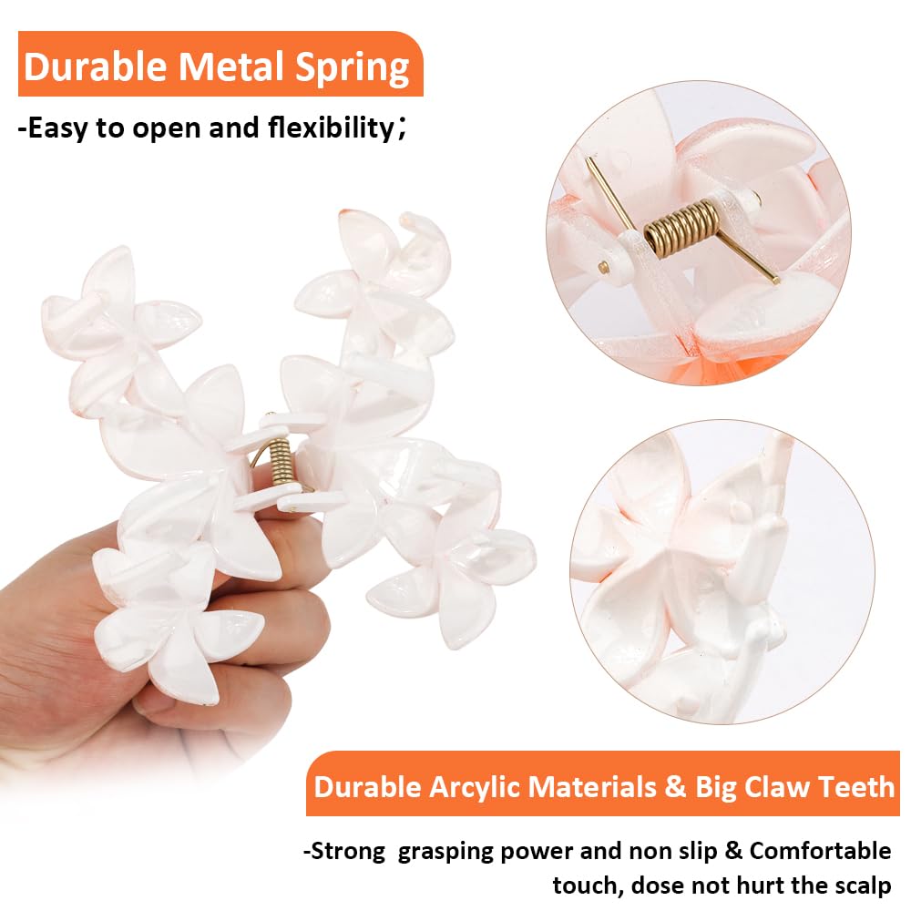 Ahoney 6PCS Flower Claw Clips Cute Hair Clips for Women Strong Hold Arcylic Nonslip Hawaiian Flower Hair Clips Beach Hair Accessories for Women Girls Holiday Gifts (Hawaiian)