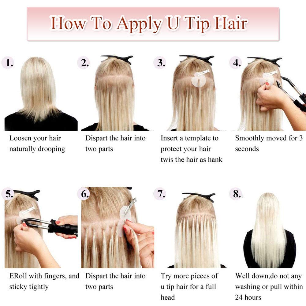 Rich Choices U Tip Hair Extensions Human Hair,100 Strands 0.5g/Strand K Tip Real Remy Human Hair Extensions Nail Tip K Tip Keratin Hair Extension 22 Inch #4P27 Medium Brown Highlight Dark Blonde