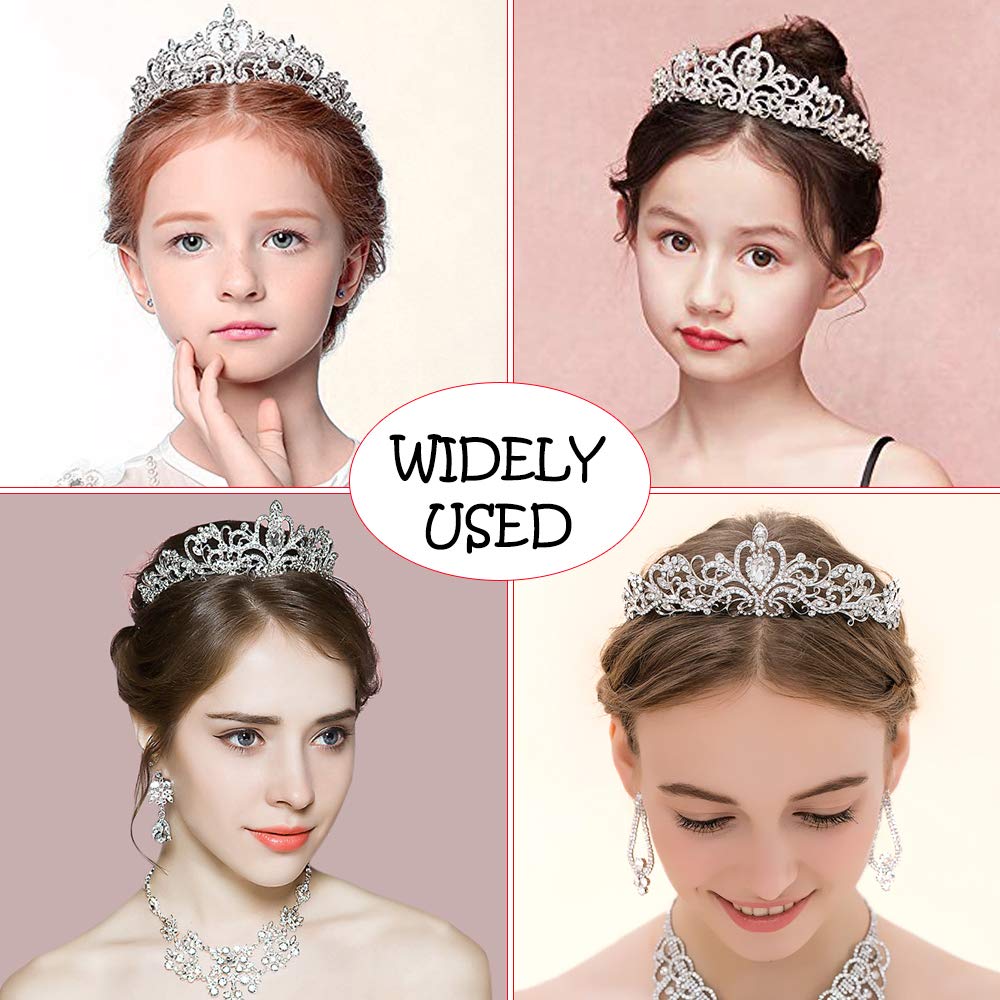 Silver Crystal Tiara Crowns for Women Girls Elegant Princess Crown with Comb for Little Girls Birthday and Wedding School Graduate Birthday Cosplay Halloween Party Accessories（Silver-01）