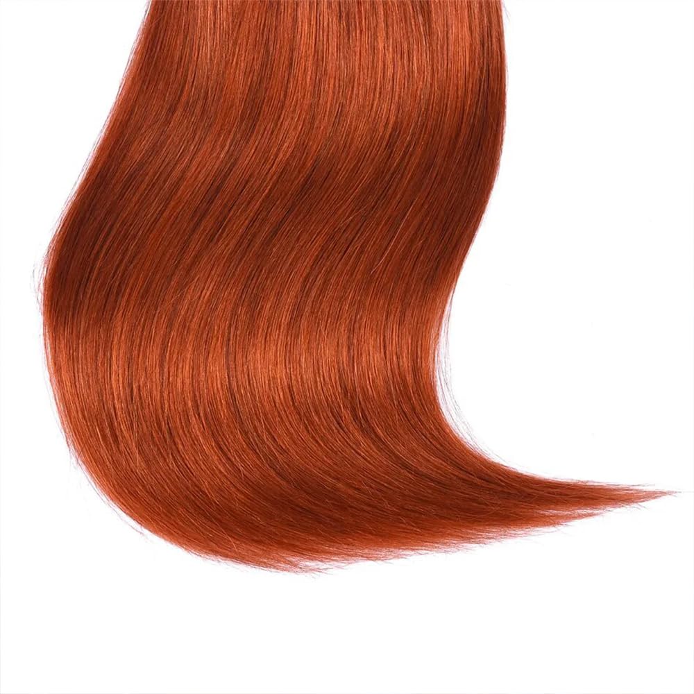 Orange Straight Bundles Human Hair Color 350 Straight Bundles Double Weft Brazilian Human Hair Ginger Orange Straight Bundles Weave Extensions Bundles for Black Woman (24 26 28 inch,3 Bundles)