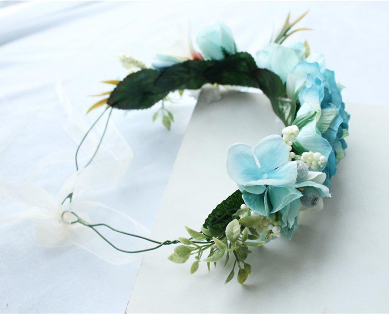 Vivivalue Forest Flower Crown Fairy Floral Headband Elf Headpiece for Women Girls Bridal Photoshoot Wedding Halloween Cosplay Party Renaissance