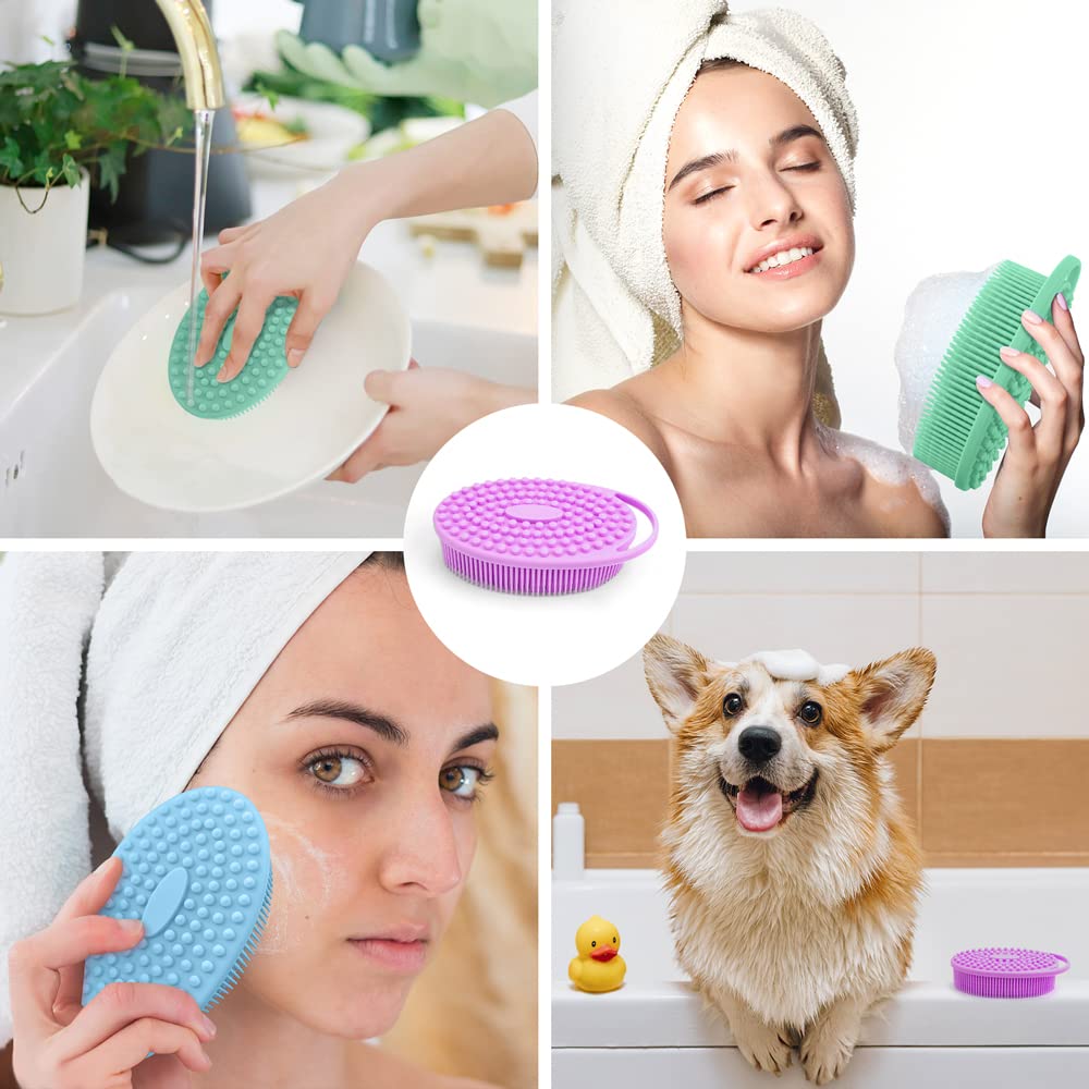 3 Pack Silicone Body Scrubber, Exfoliating Body Scrubber, Soft Silicone Loofah, Body Scrubber Fit for Sensitive and All Kinds of Skin, Clean and Sanitary Rapid Foaming