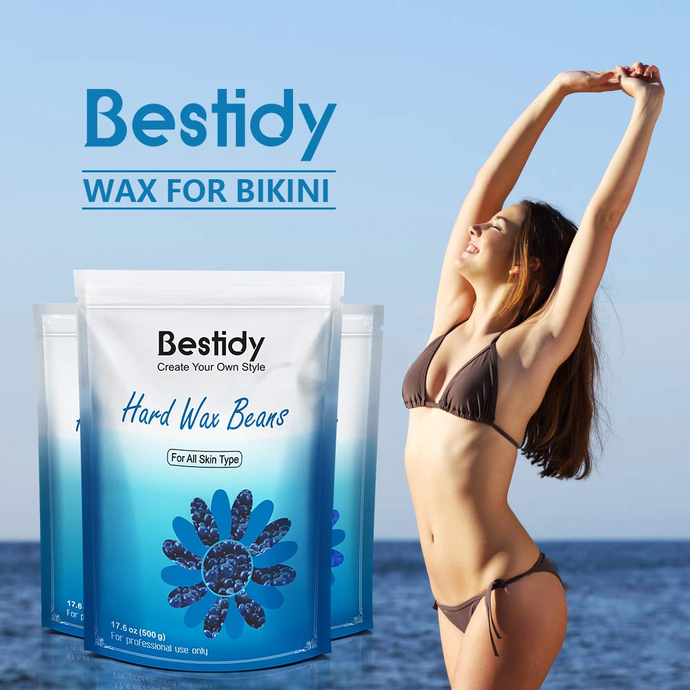 Bestidy Wax Beads, Bagged 500g/1.1lb/17.6oz, Waxing beans for Hair Removal, Women Men, Home Waxing for All Body and Brazilian Bikini Areas (500g)