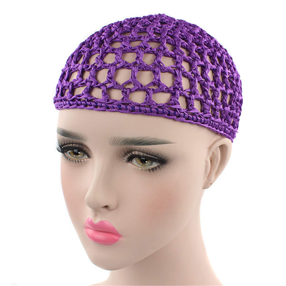 Qianmome Women Soft Rayon Snood Hat Hair Net Crocheted Hair Net Cap Mix Colors