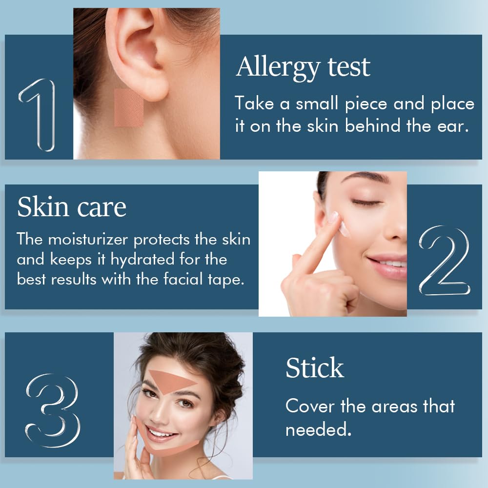 zancony 2 in 1 Face Tape, Forehead Tape for Anti Wrinkle Patches and Face Lift Tape for Full Face and Neck, Kinesiology Tape for Relaxing Facial Muscles, Hypoallergenic，5CM Wide