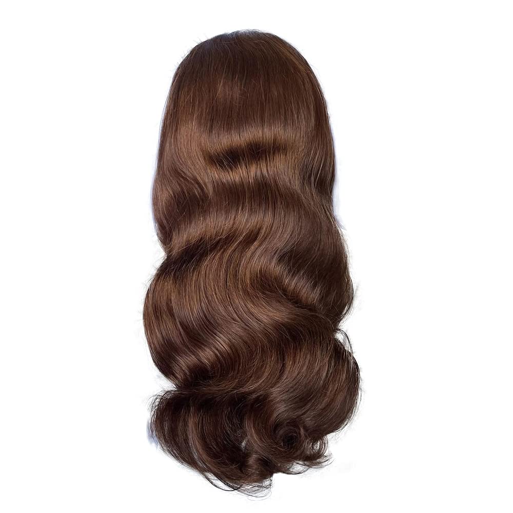 YiweYowe #4 Chocolate Brown Body Wave Headband Wig Human Hair 30 Inch #4 Brown Color 150% Density Glueless None Lace Front Wig Brazilian Virgin Hair Wear and Go Wigs for Black Women