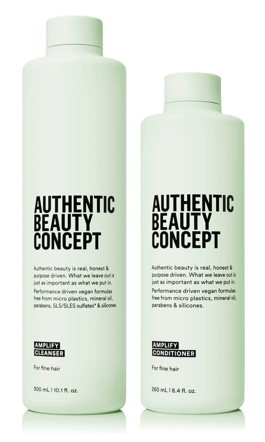 Authentic Beauty Concept Amplify Cleanser & Conditioner Set | Shampoo + Conditioner | Fine hair | Increases Body & Volume | Vegan & Cruelty-free | Sulfate-free | 10.1 fl. oz. & 8.4 fl. oz.