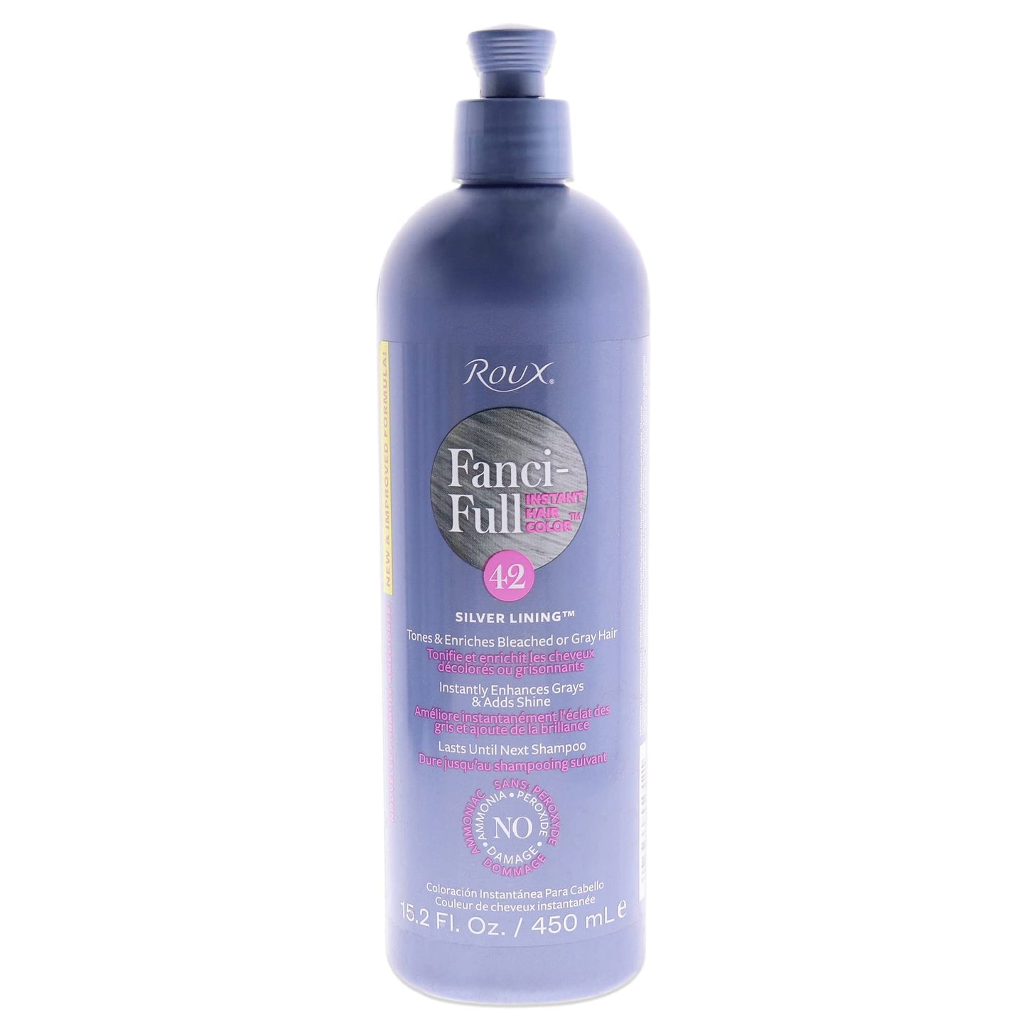 Roux, Fanci-Full Instant Hair Color Rinse, 42 Silver Lining ,Temporarily Evens Tones, Blends Away Gray, 15.2 Oz