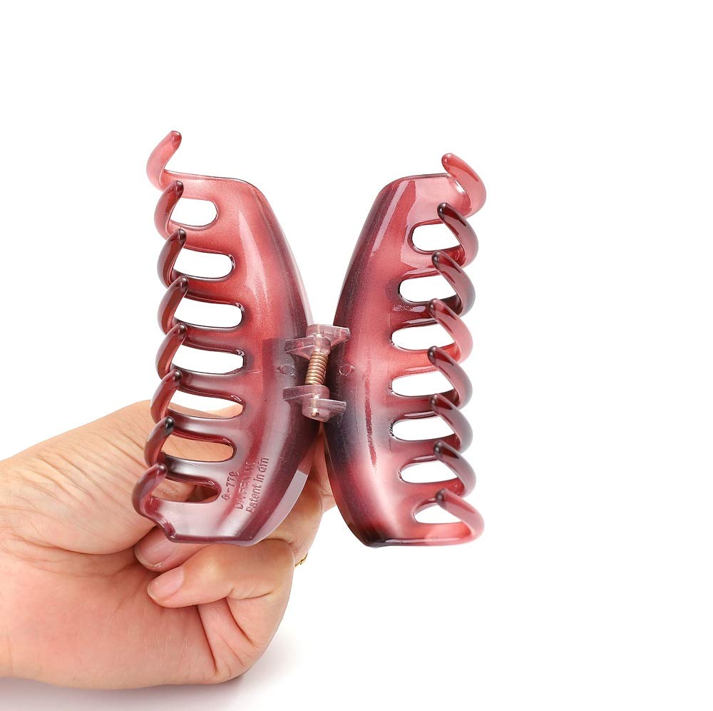 Rosette Hair Premium Chic Styling Hair Claw Clip, Strong Holding Power Hair Clips Clamps Indoor Outdoor Hair Grip Hairpins Hairgrip for Women and Girls Hair Barrettes For Thick Hair (Wine Red)