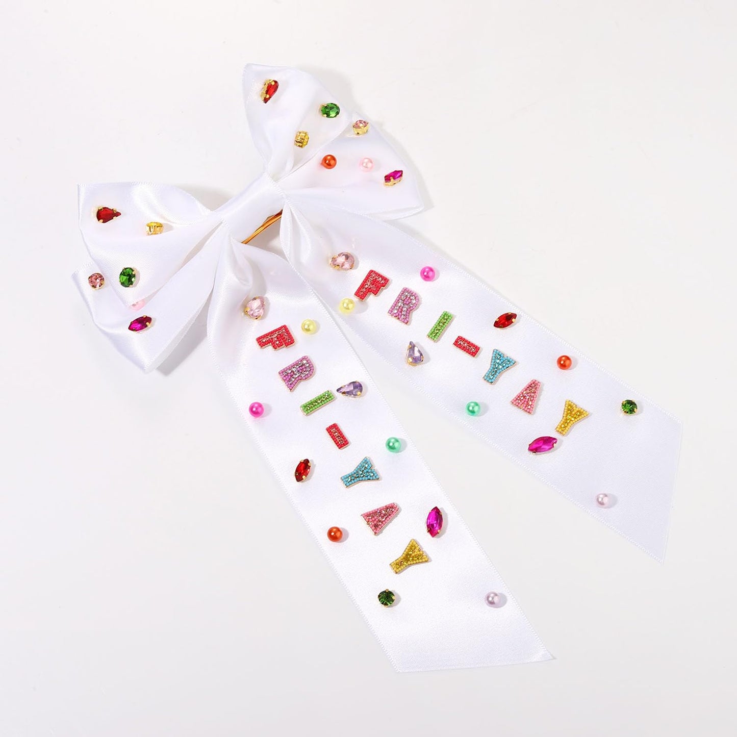 Teacher Hair Bows for Women Teacher Accessories Hair Bow Clips Jeweled Large Book Pencil Fri-Yay Hair Bows Teacher Appeaciation Gifts Outfits (Pattern H1)