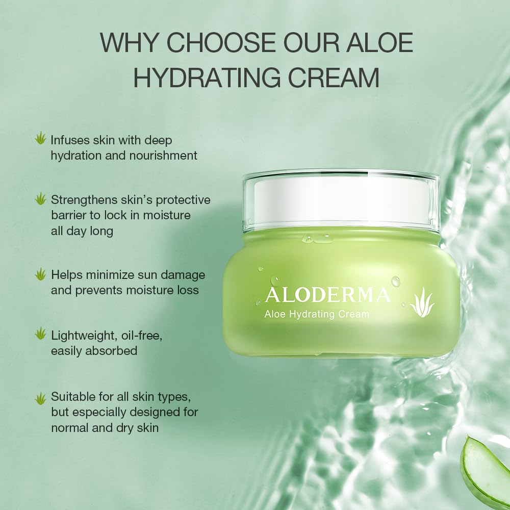 Aloderma Signature Aloe Hydrating Set - 5 Pieces - Aloe Vera Gel, Cleanser, Toner, Serum, Cream