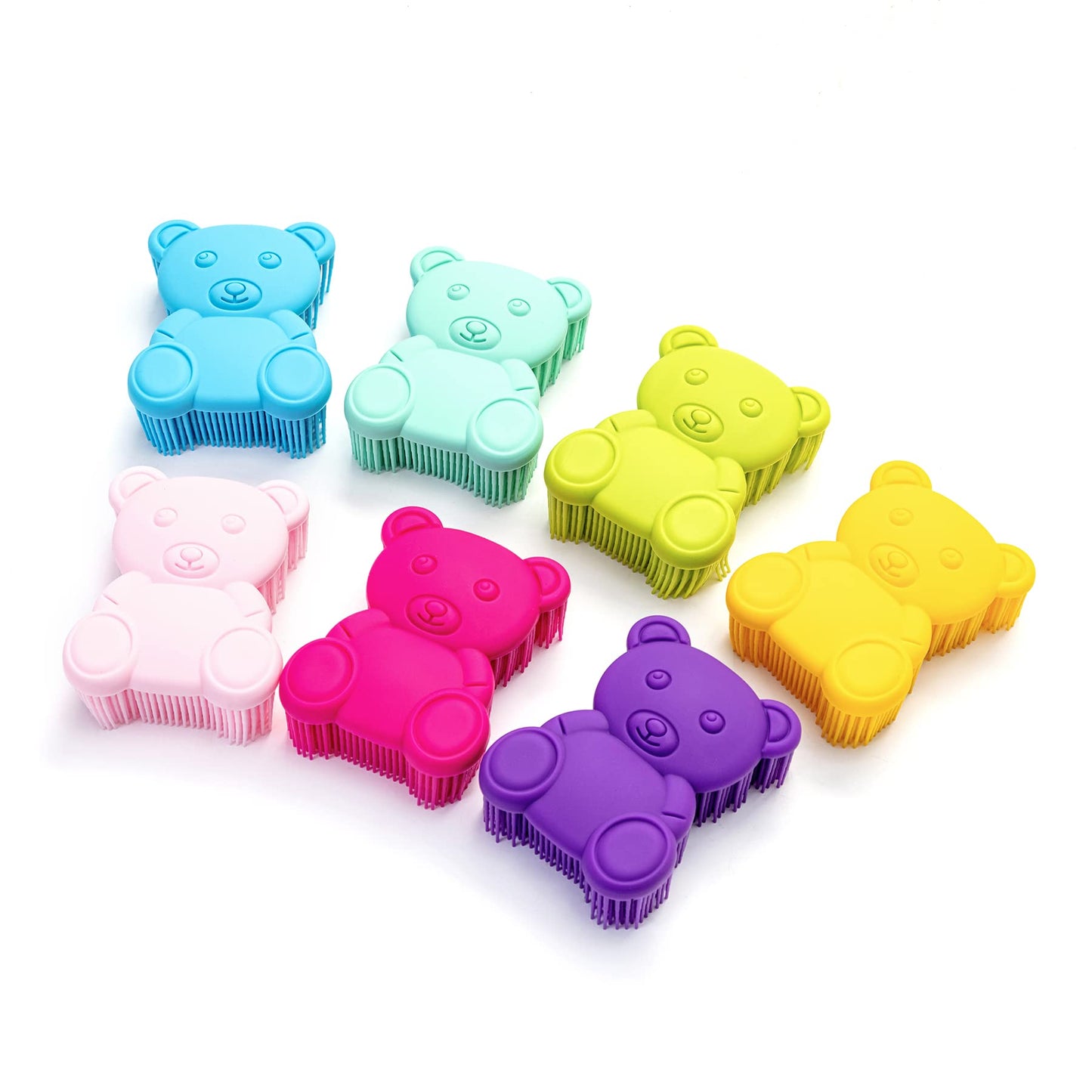 Premium Sensory Brush for Kids or Autism,Soft Silicone Body Scrubber,2 in 1 Sensory Room Occupational Therapy Sensory Brushes,Silicone Loofah,Pet Shower Brush Bath Brush Shampoo Brush(bear-deep pink)