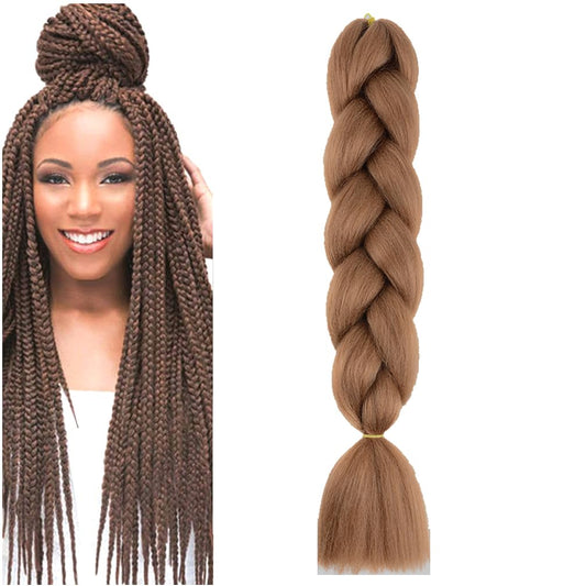 Braiding Hair Brown Kanekalon Braid Hair Extensions for Box Braids Hot Water Setting High Temperature Synthetic Fiber (30#-1Pack)