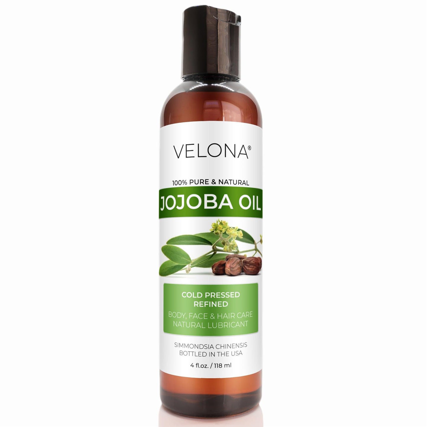 velona Jojoba Oil 4 fl oz | 100% Pure and Natural Carrier Oil | Clear, Refined, Cold Pressed | Moisturizing Face, Hair, Body and Skin Care | Use Today - Enjoy Results