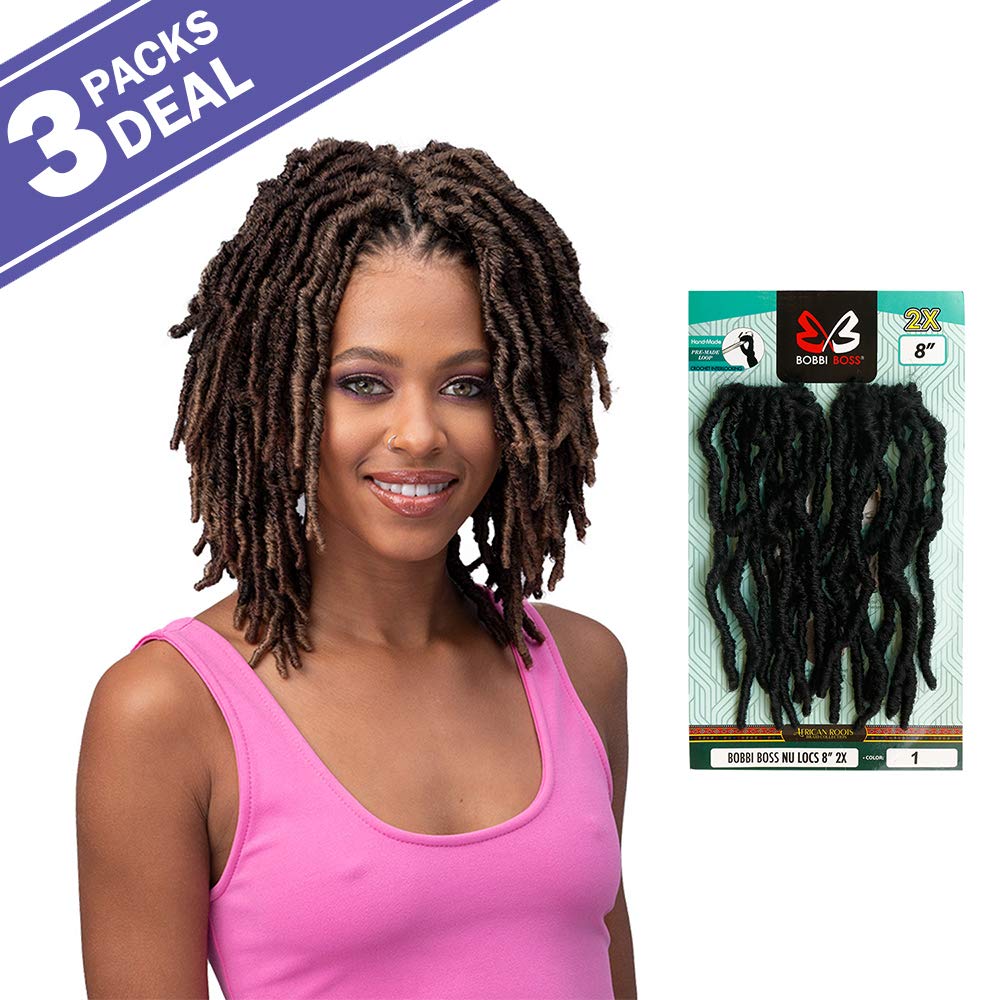 Bobbi Boss Crochet Braids African Roots Braid Collection 2X Nu Locs 8" (3-PACK, 99J)