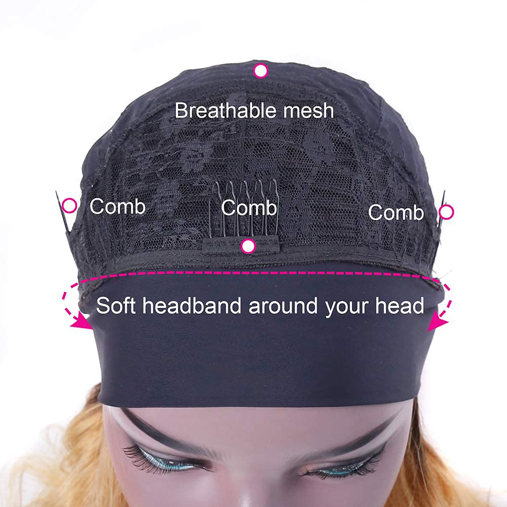 YiweYowe 26 Inch Blonde Body Wave Headband Wig Human Hair Full Head Machine Made Half Wigs Grade 8A 1B27 Ombre Dark Roots To Blonde Headband Wig Human Hair No Lace Brazilian Hair Wig For Women