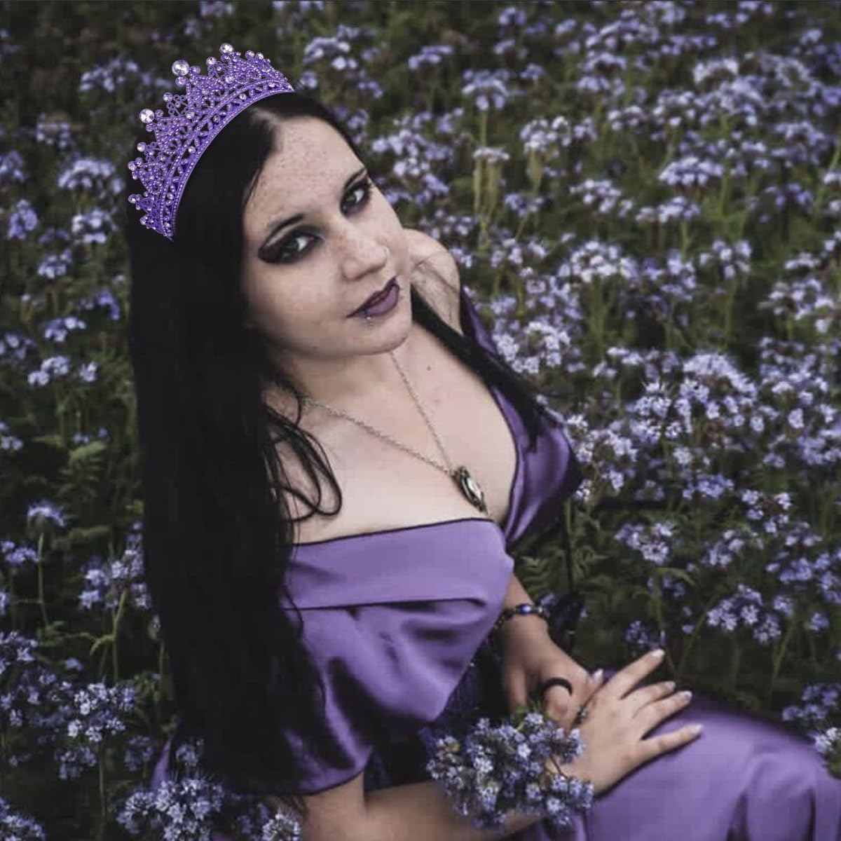 TOBATOBA Purple Crown Purple Tiara Crystal Princess Tiaras for Women Rhinestone Royal Queen Crown, Wedding Tiara for Bride, Halloween Costume Women Wedding Birthday Pageant Prom Cosplay Party