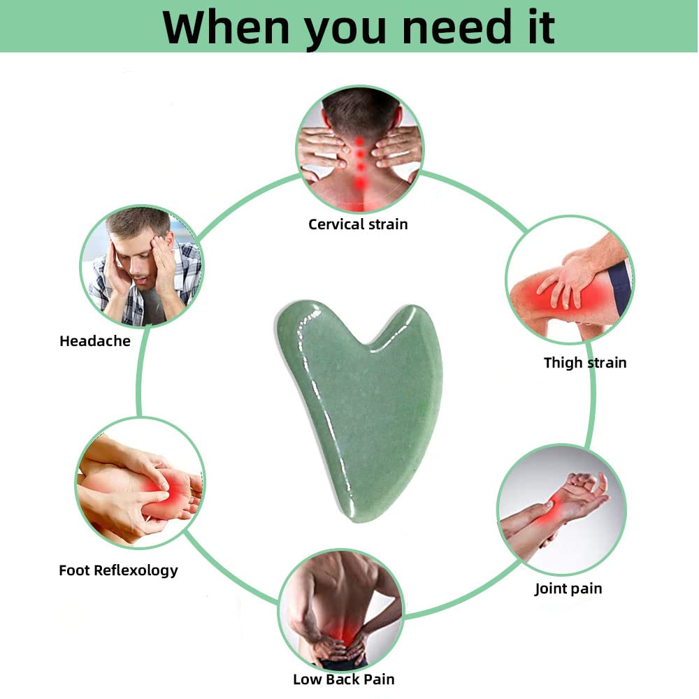 TOP SEWING Gua Sha Facials Tools for Jaw Massage Tools Board Natural Jade Stone for SPA Acupuncture Therapy Trigger Point Treatment