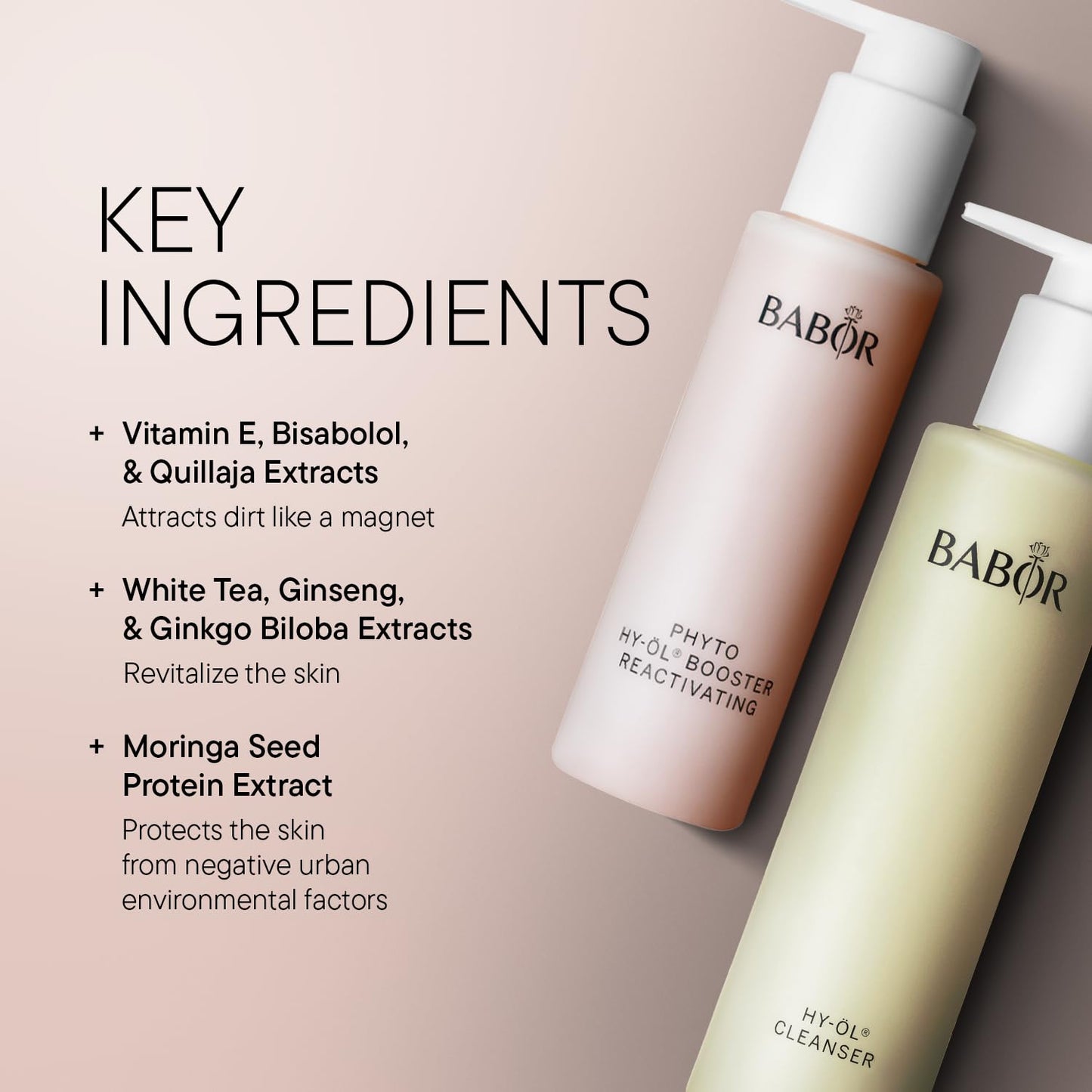 BABOR HY-OL Cleanser & Phyto HY-OL Booster Reactivating Set, Double Cleansing, Oil Cleanser and Makeup Remover Oil, Soothes and Reinvigorates Dry Skin