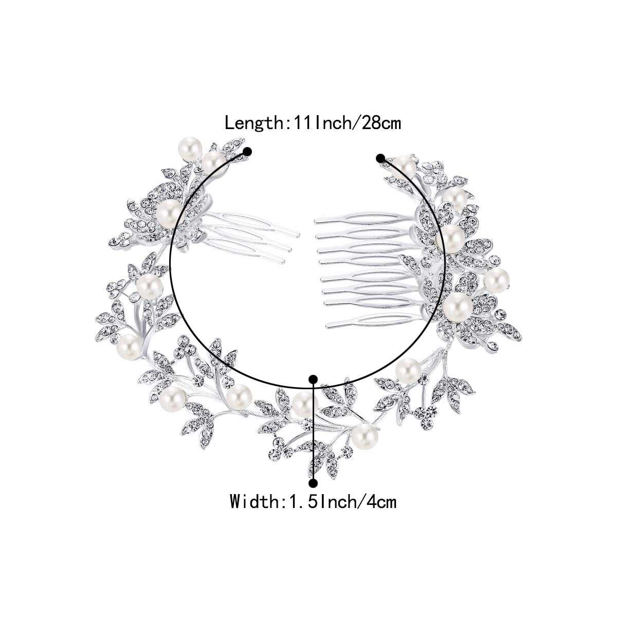 BriLove Wedding Hair Accessory Bridal Headband for Women Bohemian Daisy Flower Crystal Ivory Color Bling Hair Comb Clear Silver-Tone