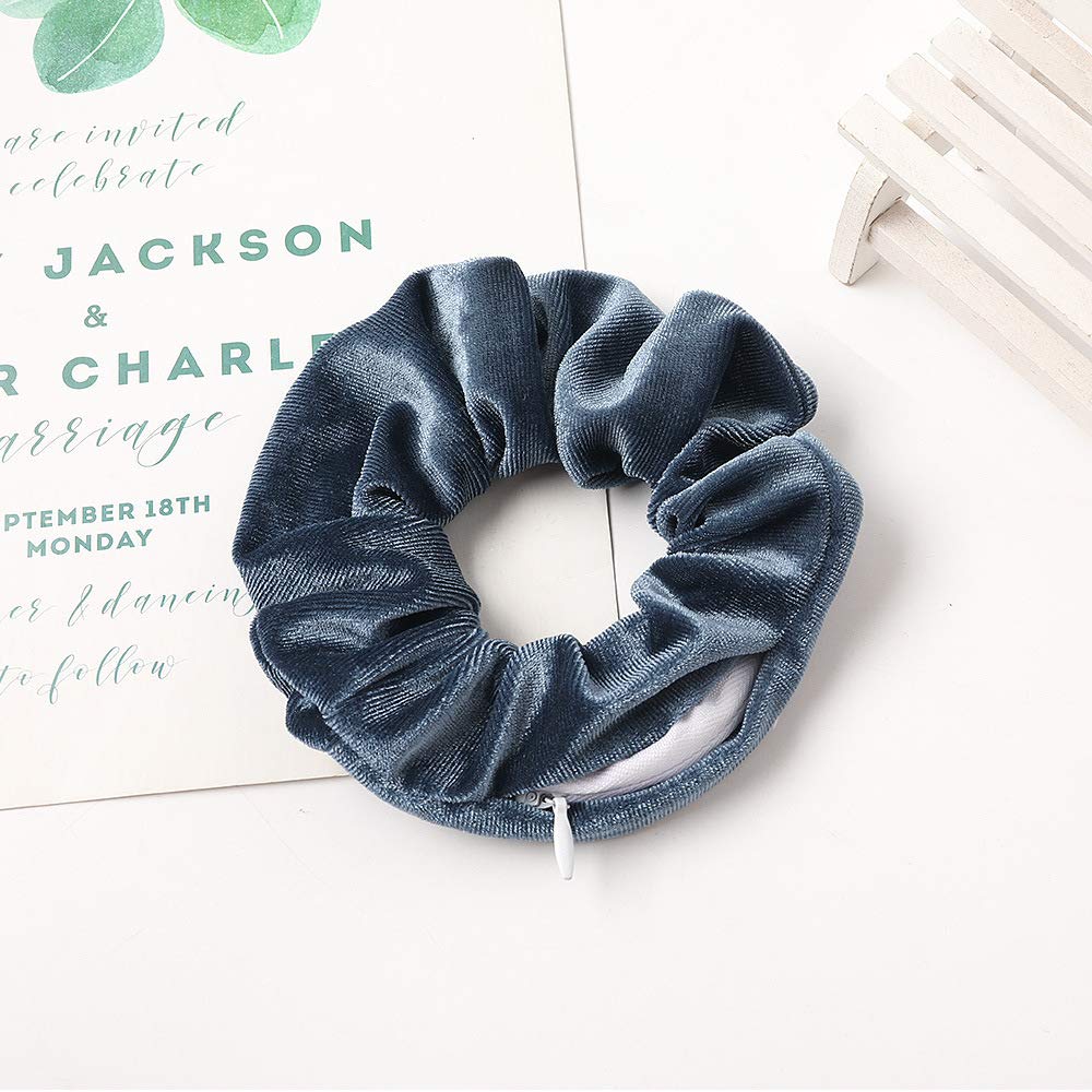 Women's Velvet Scrunchies with Hidden Zipper Pocket - Soft Hair Ties and Elastic Bands for VSCO Girl Essentials (6 Pieces)