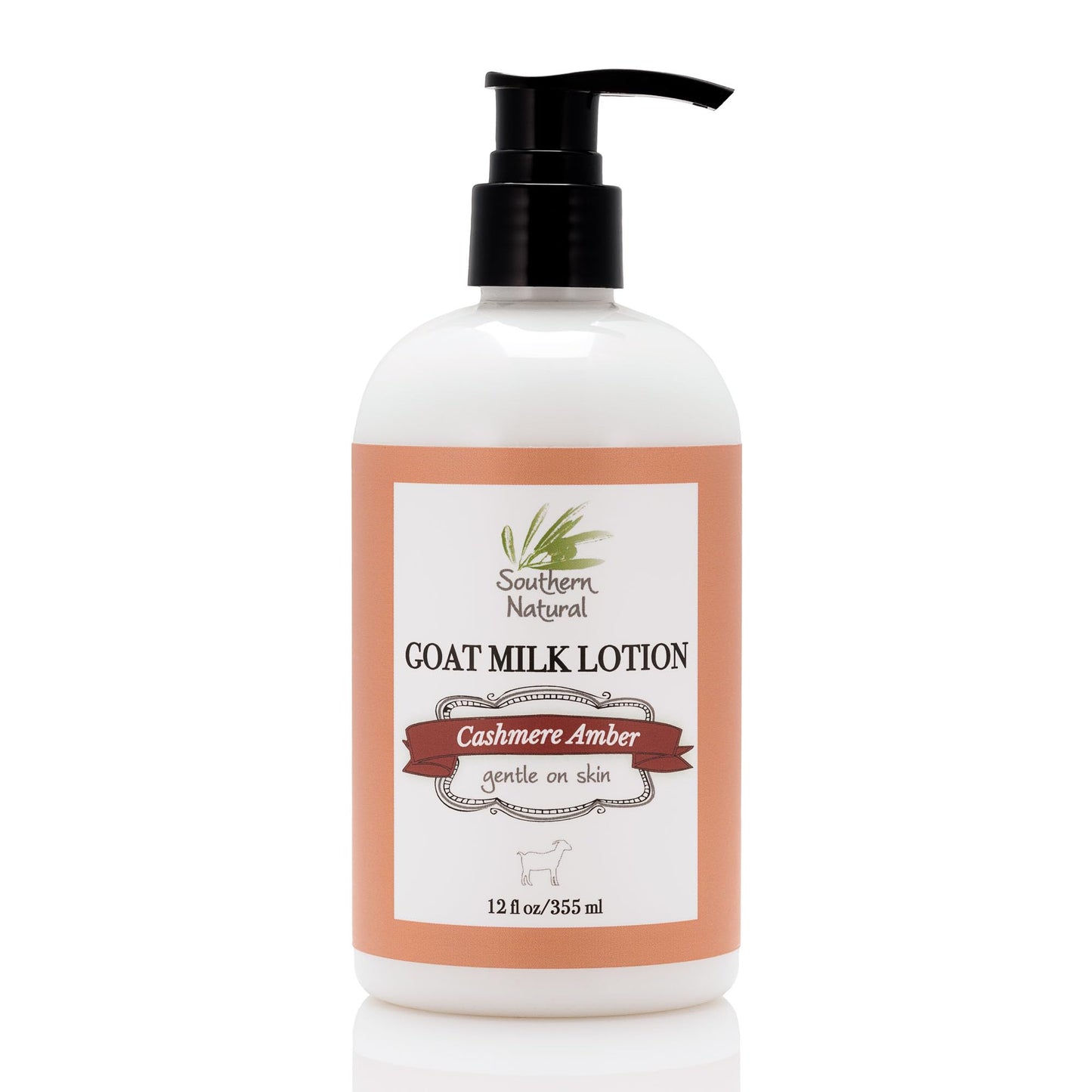 Southern Natural Goat Milk Lotion (12 oz) - Face and Body Moisturizer For Dry Skin - Moisturizing Skincare and Hand Cream - Cashmere Amber Scent