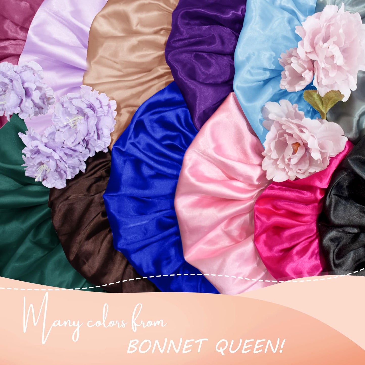 BONNET QUEEN Bonnet for Braids Silk Bonnet Satin Bonnet Braid Bonnet for Sleeping Large Long Hair Bonnet Sleep Cap with Tie Band Champagne