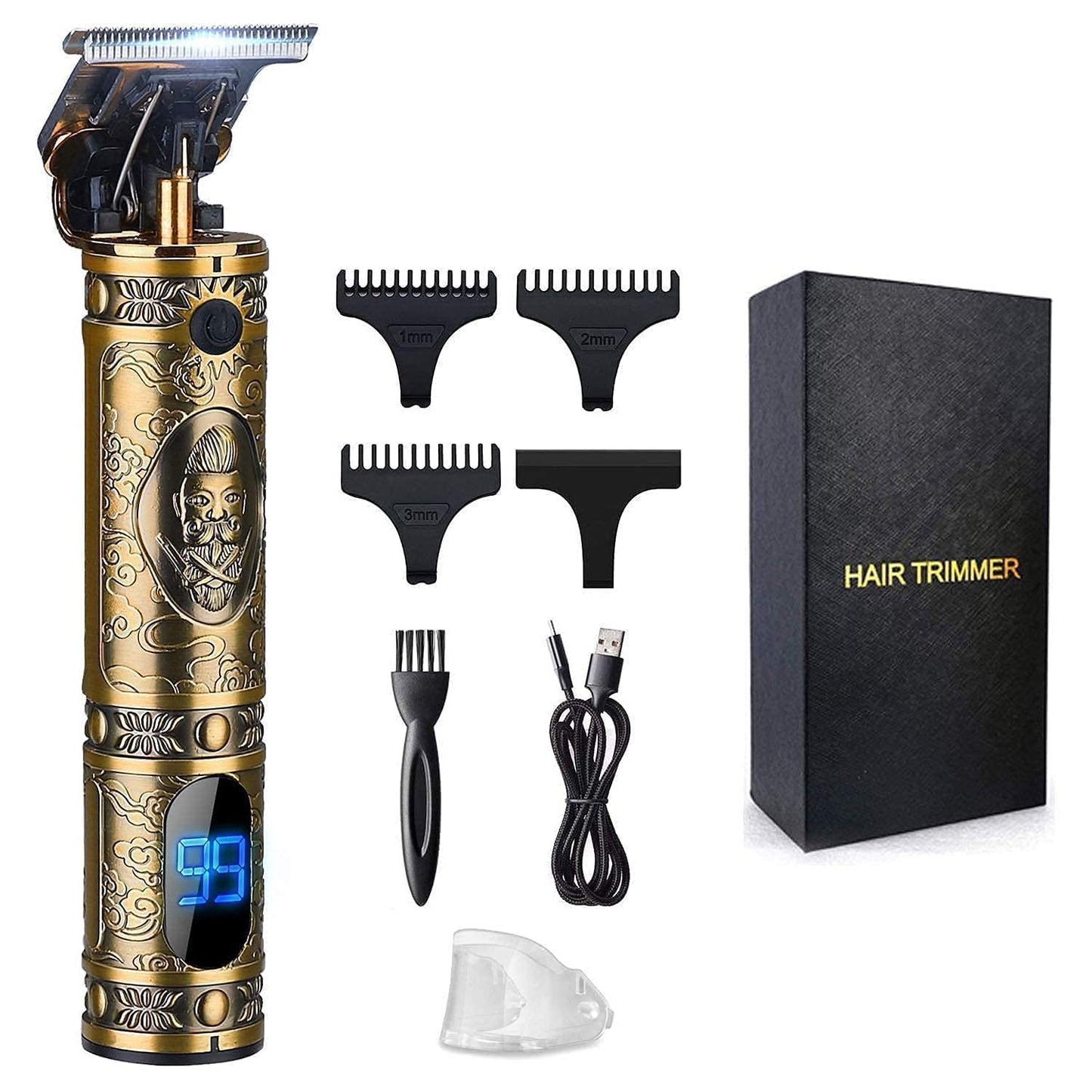 Professional Haircut Clippers and Trimmers Set of 3, Suttik Cordless Ornate Hair Clippers for Men, Barber Clippers for Hair Cutting Kit with T-Blade Beard Trimmer Set, Knight, LED Display