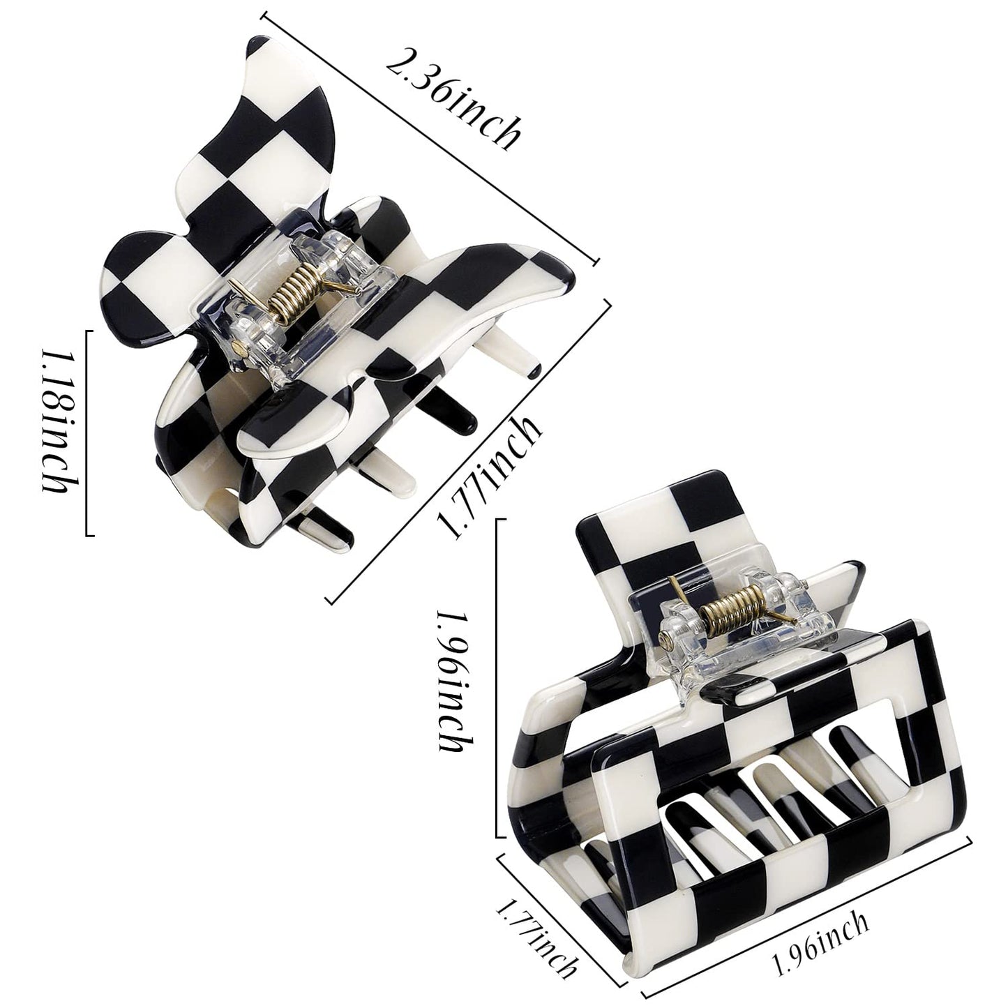 TODEROY Checker Claws Tortoise Barrettes Claw Clips for Women No-Slip Grip Lattice Design Hair Jaw Clips Clamp 80's Aesthetics Large Hair Accessories for Girls