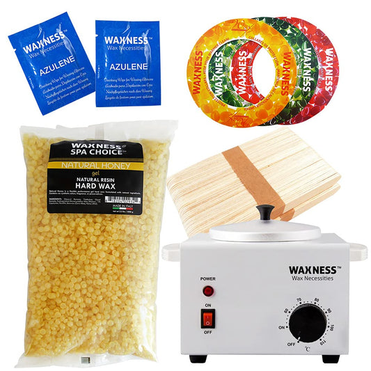 Waxness Spa Choice Natural Honey Gel Waxing Kit with 2.2 Lb / 1 Kg Wax Bag