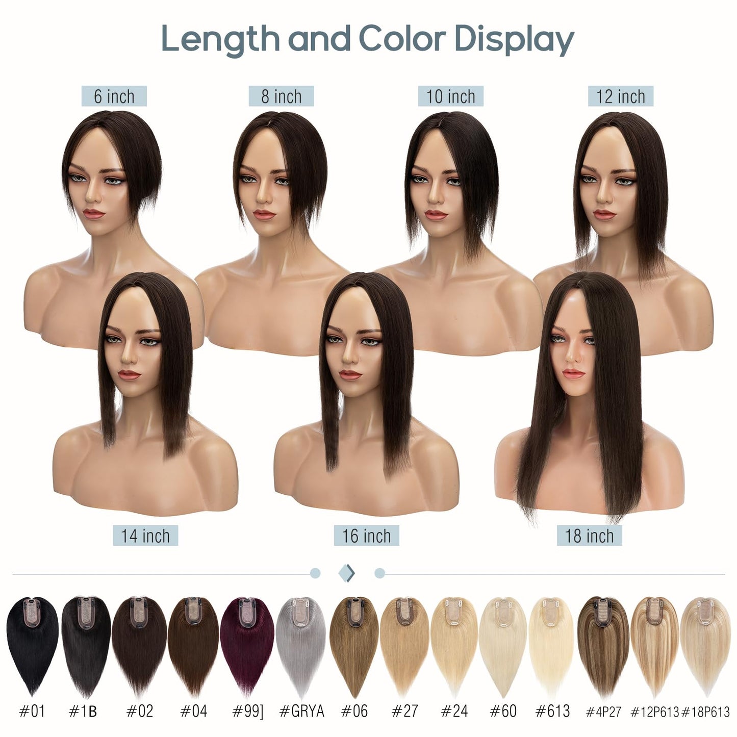 Rich Choices 100% Human Hair Topper Hair Topper for Women Real Human Hair Silk Base Remy Hair Topper With Thinning Hair Clip in Human Hair Topper 12 Inch Dark Brown