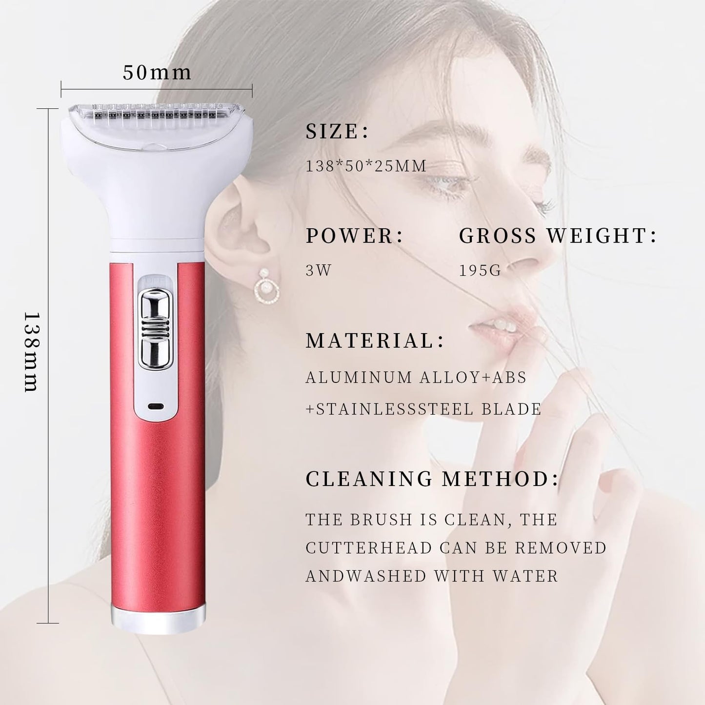 Women's Electric Shaver 5 in 1 Shaver Electric Painless Portable Facial Hair Removal Bikini Area Trimmer Armpit Hair Removal Nose Hair Trimming Dry and Wet