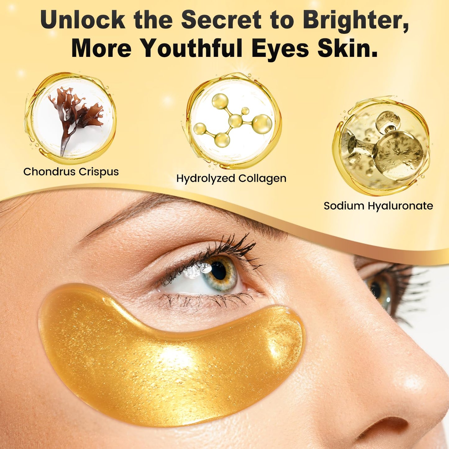 Tibobo Under Eye Patches (24 Pairs) - 24K Gold Eye Masks Enriched with Abundant Collagen | Diminish Dark Circles and Puffiness | Anti-Aging, Smooth Fine Line, Nourish Skin - Christmas Gifts for Women