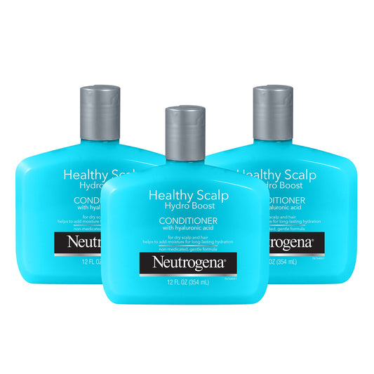 Neutrogena Moisturizing Healthy Scalp Hydro Boost Conditioner for Dry Hair and Scalp, with Hydrating Hyaluronic Acid, pH-Balanced, Paraben & Phthalate-Free, Color-Safe, 12 Fl Oz (pack of 3)