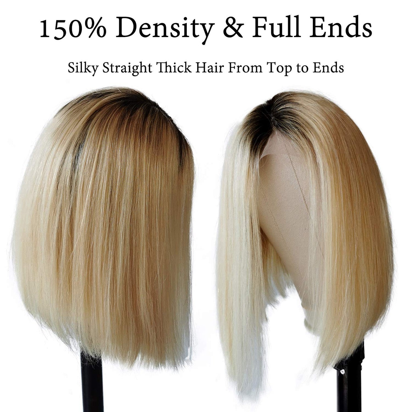 Ombre Blonde Bob Wigs 13x1x4 for Black Women Lace Front Wigs Human Hair Pre Plucked Lace Frontal Wig with Baby Hair (12 Inch, 1B/613 T-part)