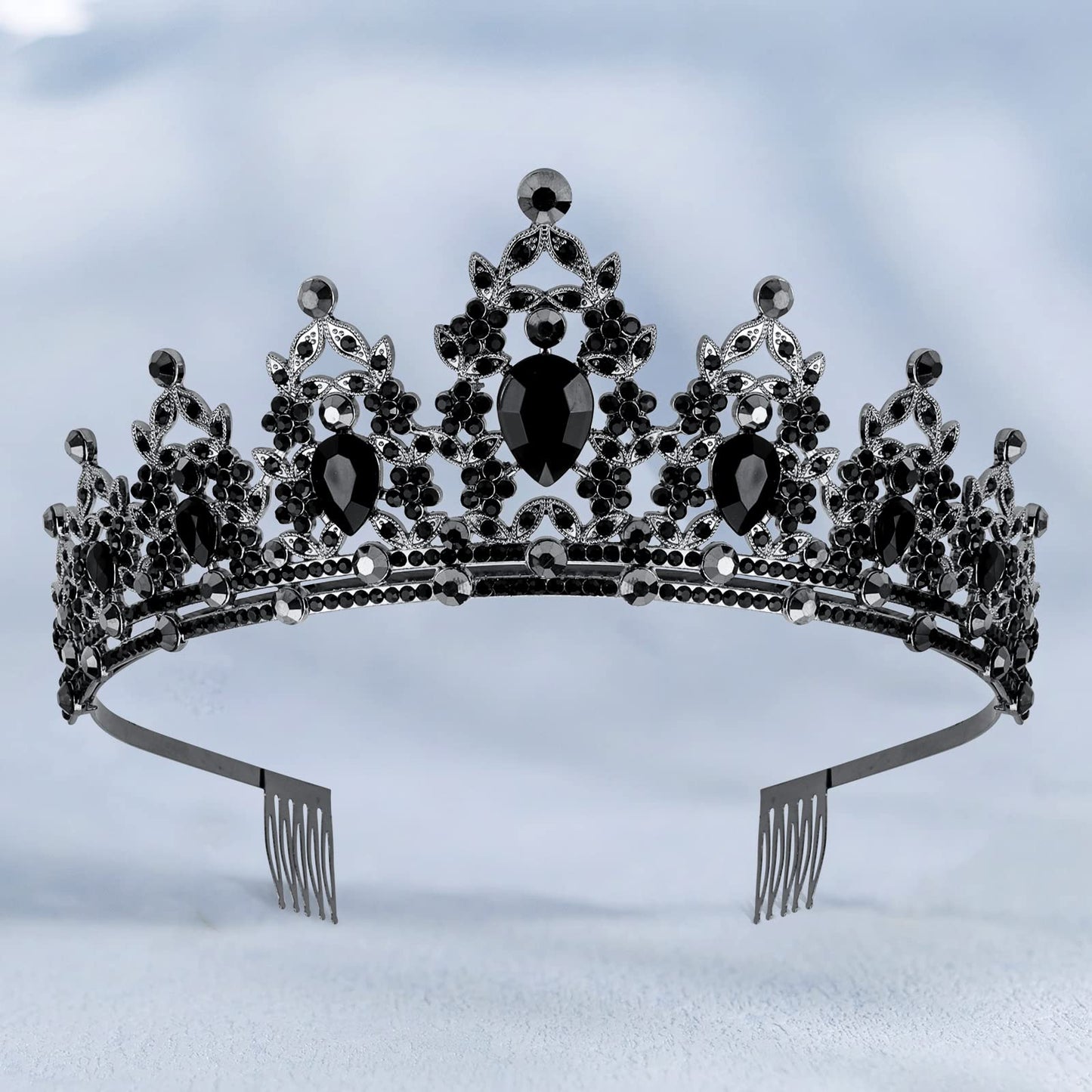 WHAVEL Black Crown Baroque Queen Crown Black Tiaras for Women Princess Rhinestone Crown Hair Accessories for Birthday Wedding Tiara and Crown Prom Party Jewelry for Women Girls