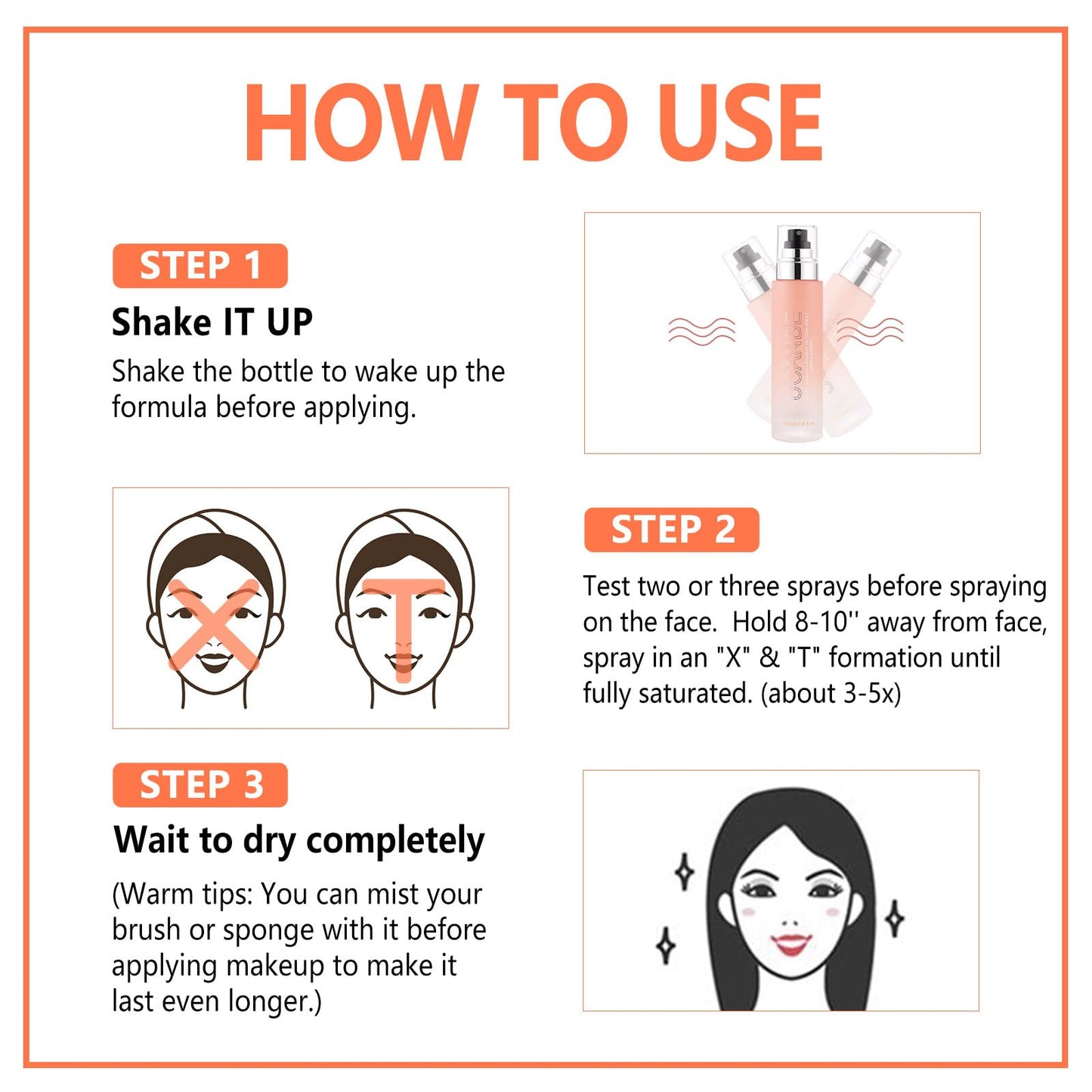 UCANBEMAKEUP Dewy Makeup Setting Spray Kit-7 Fl oz Hydrating Illuminating Finishing Spray Lightweight Face Mist All Day Long Make up Fixer +2PCS Sponge Puff, Hydrate Skin for a Bright Look