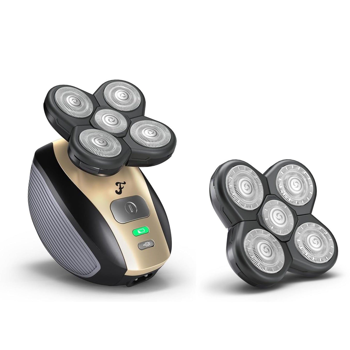 Freebird FlexSeries™ Shaver and Blade - Fast, Smooth, Water-Resistant Electric Head Shaver with 5 Flexible Blades, USB Rechargeable, Ideal for Bald Men and Women