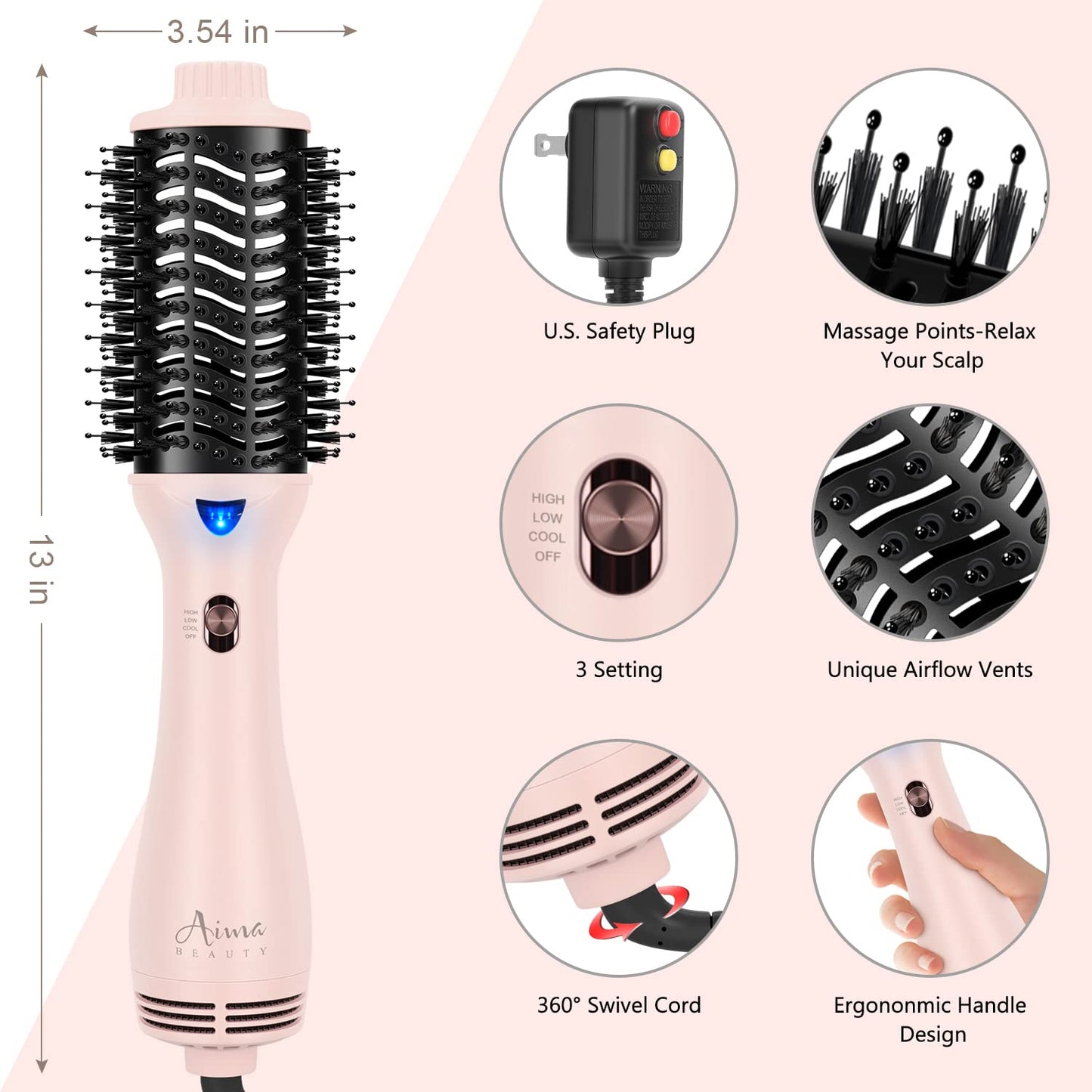 Aima Beauty One Step Hair Dryer and 32mm (1.25") Aima Beauty Twins Mermaid Hair Waver Bundle