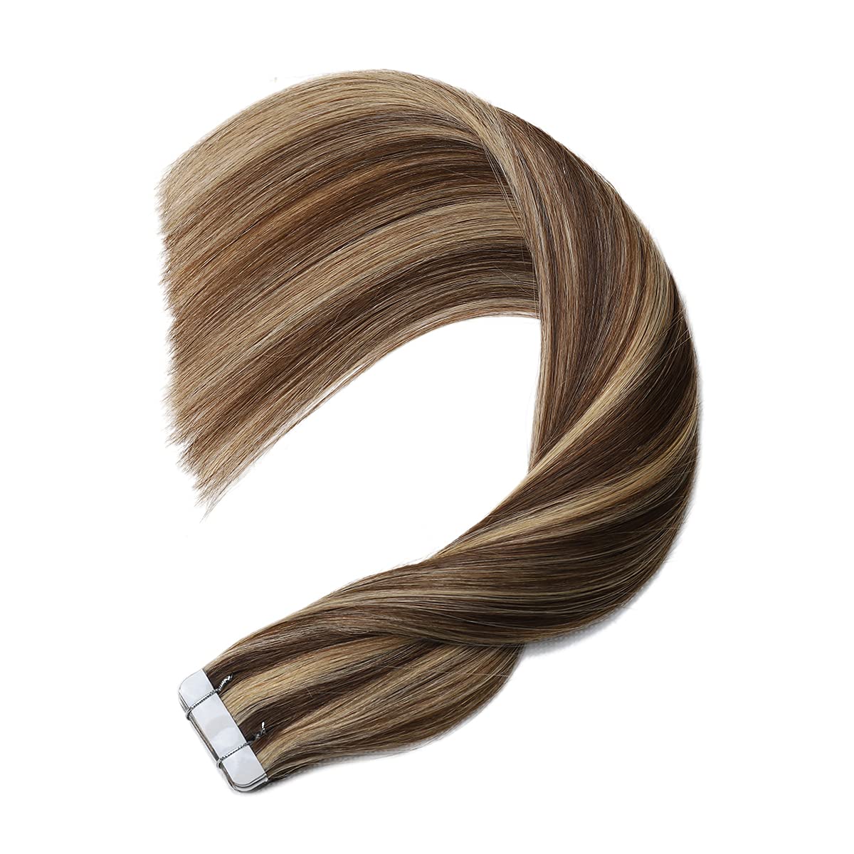 Sindra Hair Extensions Tape in Real Human Hair 22Inch Chocolate Brown with Caramel Blonde Tape in Hair Extensions Human Hair Invisible Tape Ins Remy Hair 20Pieces 50Gram(tape#4p27 22inch)
