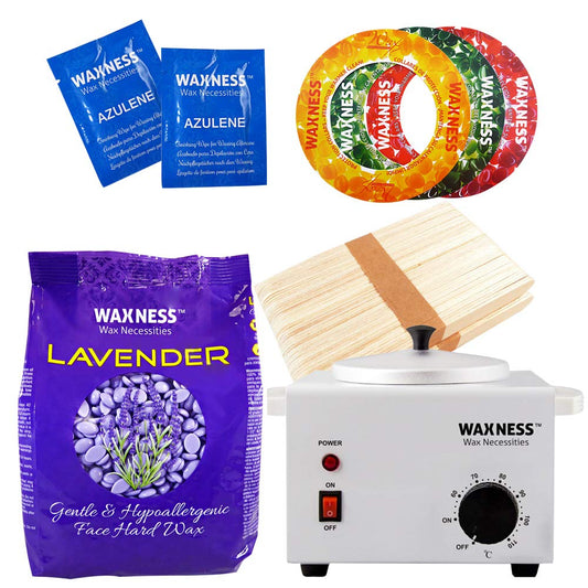 Waxness Face Lavender Stripless Waxing Kit with 14 oz / 0.4 kg Wax Bag