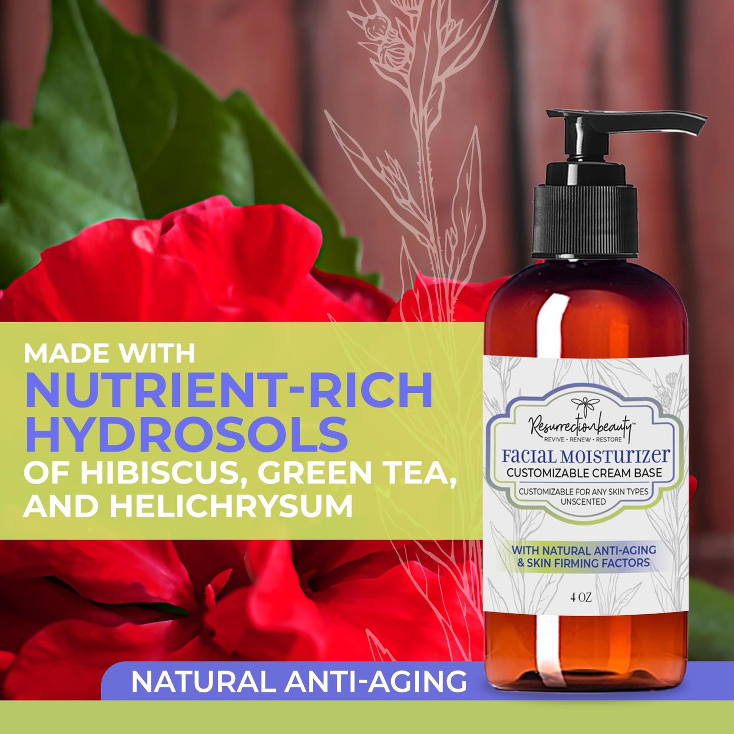 RESURRECTIONbeauty Facial Moisturizer | Unscented Day Or Night Face Cream Base With Natural Anti-Aging Ingredients | Organic Moisturizer, 4 oz - 2 PACK