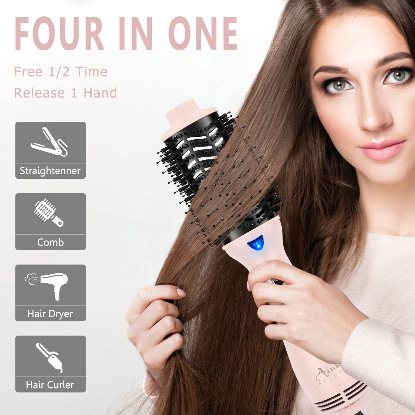 Aima Beauty One Step Hair Dryer and 32mm (1.25") Aima Beauty Twins Mermaid Hair Waver Bundle