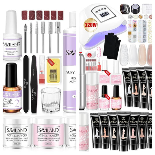 Saviland Acrylic Nail Kit with Drill and Saviland Poly Gel Kit