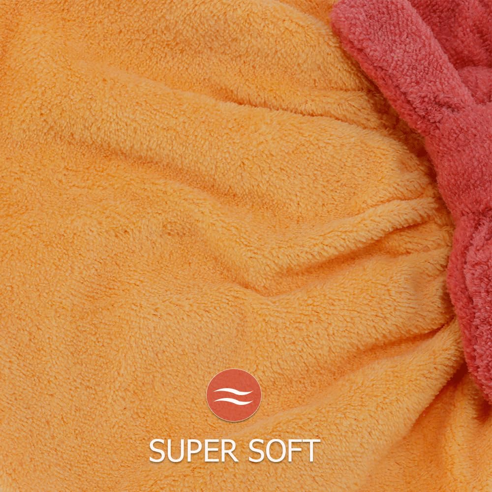 Tihebax 2Pcs Microfiber Hair Towel Wrap for Women Hair Drying Cap Hair Plopping Cap Hair Drying Towel Wrap Head Towels Wrap for Women Curly Hair (Red and Yellow)