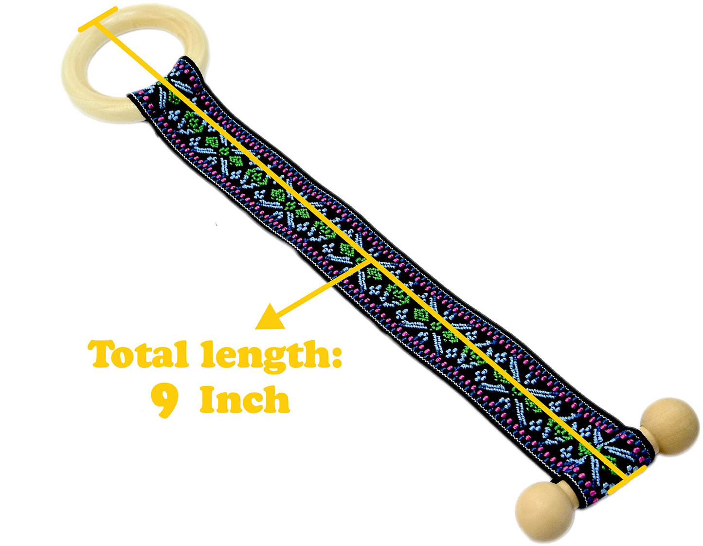 2 Pcs Toggle Hair Tie Dreadlock Accessories elastic ribbon Embedded Ponytail Holders Colorful Bohemian Style Loc Hair Accessories Long Dread Bands for Women Men (Rainbow,Yellow)