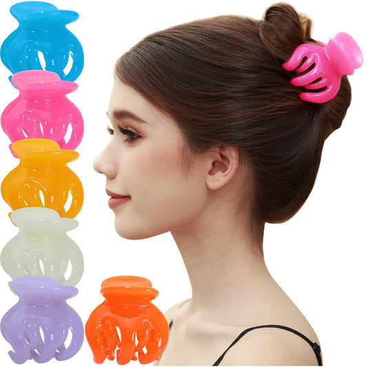 RC ROCHE ORNAMENT 6 Pcs Womens Hair Pumpkin Interlocking Teeth No Slip Secure Grip Strong Solid Ladies Beauty Accessory Classic Clamp Jaw Claw Clip, Large Jelly Candy Multicolor