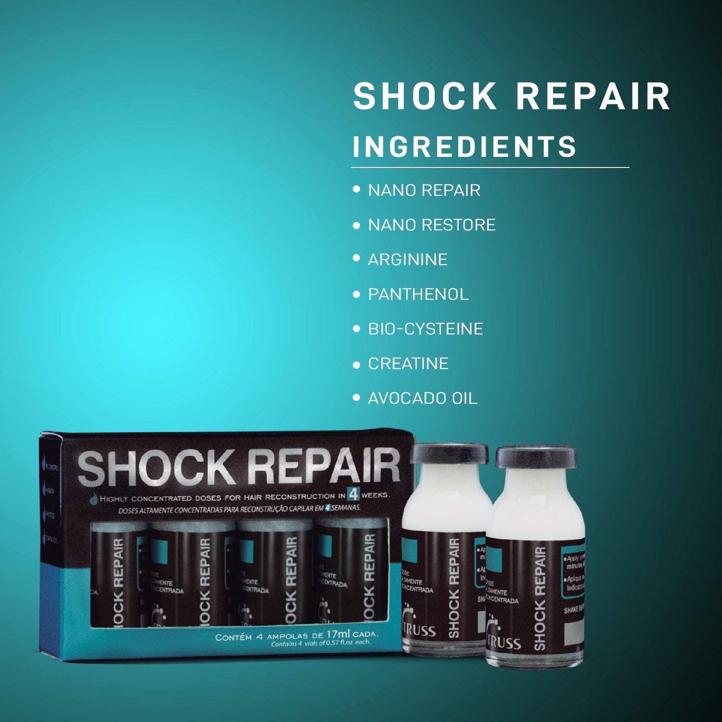 TRUSS Shock Repair Hair Treatment 4 Week Supply Bundle with Miracle Conditioner for Dry Damaged Hair